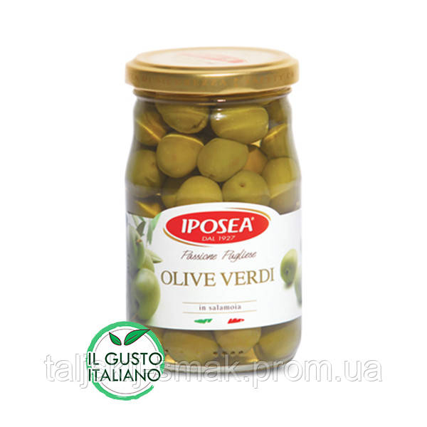 Оливки зелені з кісточкою IPOSEA (314 ml)
