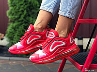 Nike Air Max женские демисезонные красные с белым кроссовки на шнурках