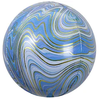Фольгированный шарик КНР (55 см) Сфера 4D Агат голубой