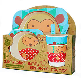 Набір дитячої бамбуковій посуду Stenson Їжачок, 5 предметів (МН-2770-20)