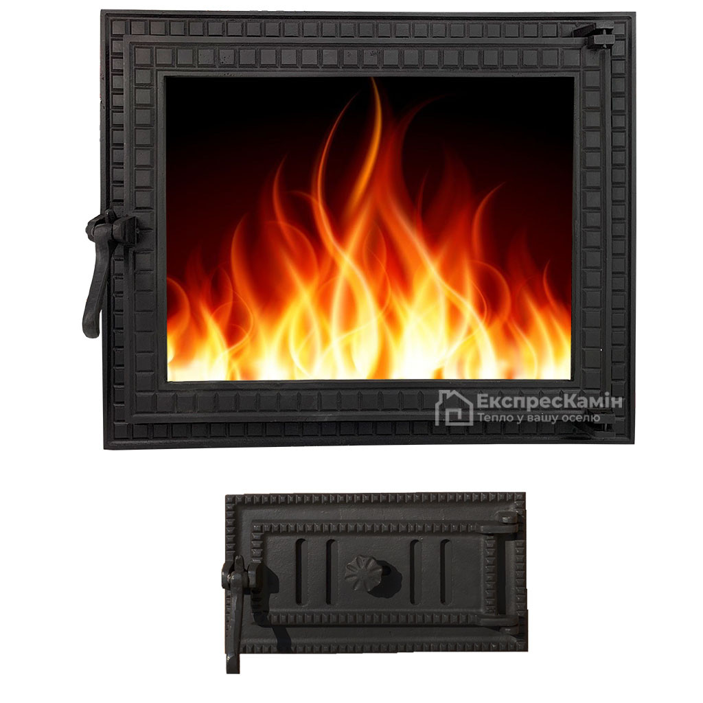 🔥Купить Дверцы печные со стеклом раздельные "Daniel" 560х450 мм ...