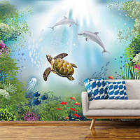Фотообои Морская черепаха и дельфины Aртикул 10844