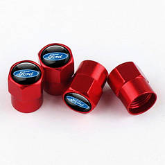 Ковпачки на ніпель з логотипом марки авто Ford Alitek Short Red Форд (4 шт.)