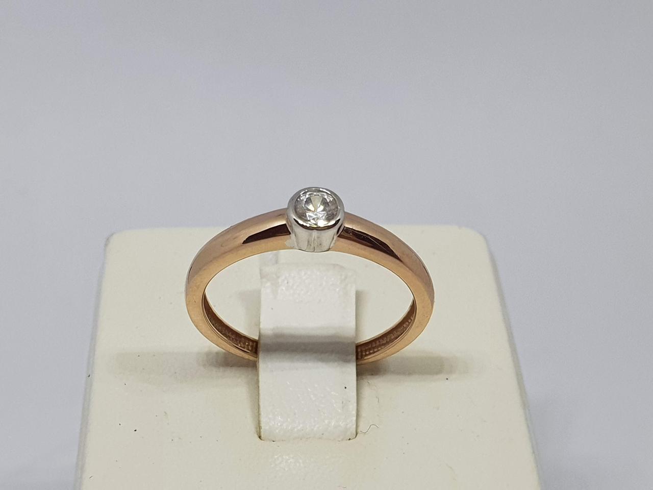 Золоте кільце з фіанітом. 111014 17,5, фото 1