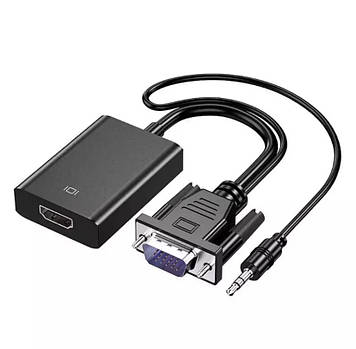 Конвертор VGA to HDMI/Кабель адаптер VGA to HDMI Full HD 1080 з аудіовиходом 3.5 мм