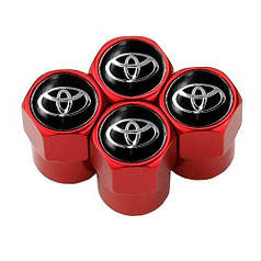 Ковпачки на ніпель із логотипом Toyota Alitek Short Red Тойота, 4 шт.