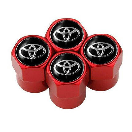 Ковпачки на ніпель з логотипом Toyota Alitek Short Red Тойота, 4 шт, фото 2