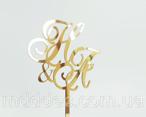 Дзеркальні Весільні топери Топери з ініціалами молодіжний!! Н&A, фото 1