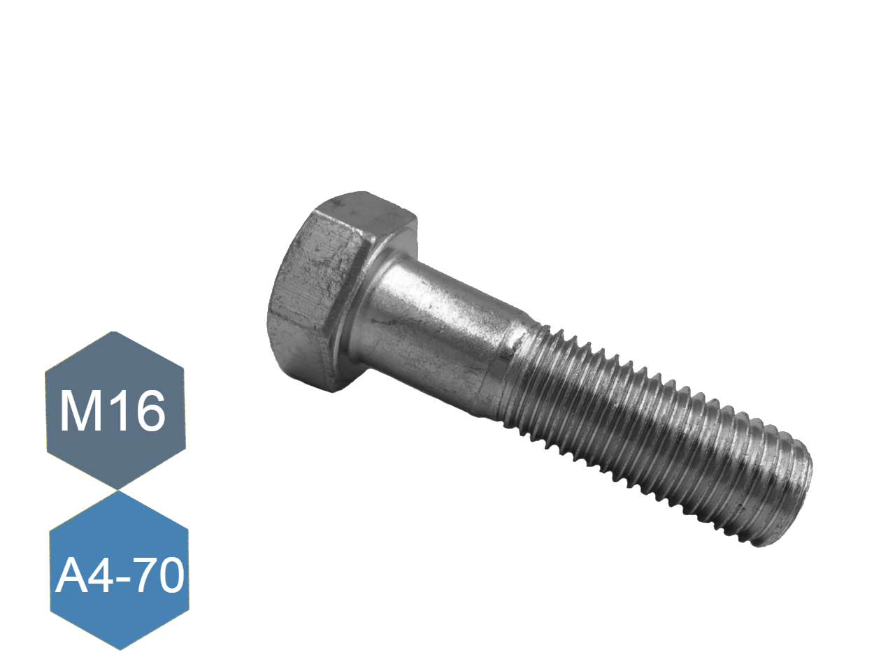 Болт нержавіючий M16х65 шестигранний DIN 931, ГОСТ 7796-70 А4