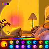 Проекційний світильник RGB на штативі USB проектор атмосферна лампа різнобарвна Sunset Lamp з пультом РДБ, фото 8