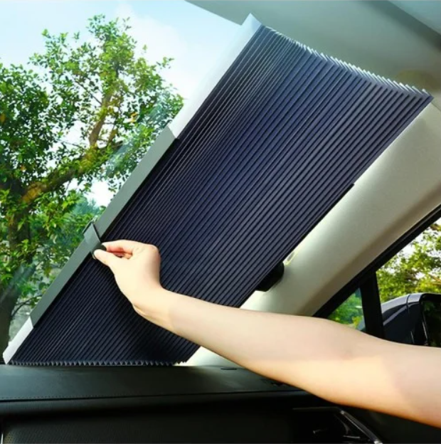 ОПТ Шторка сонцезахисна в авто з тканини та фольги висувна Car Sunshade 65x125 см