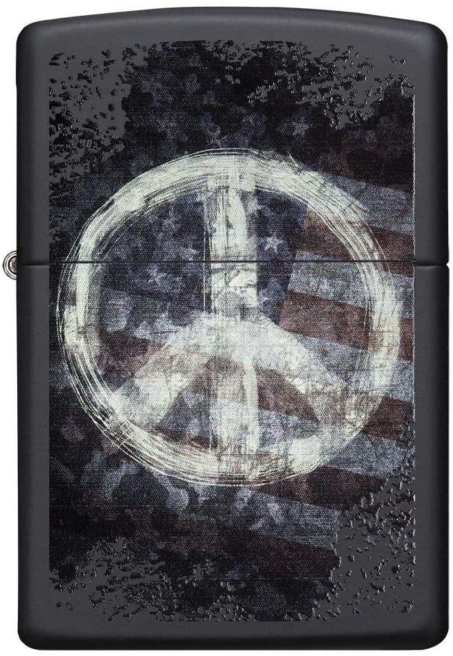 Запальничка Zippo Peace American Flag Black Matte Оригінал