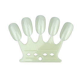 Типси на кільці для манікюру овальні матові молочні, Планшет віяло матовий мигдаль