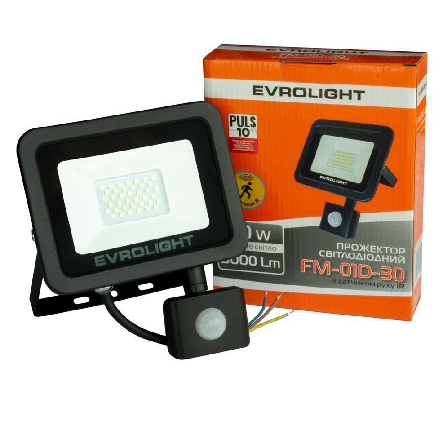Прожектор світлодіодний із датчиком руху EVROLIGHT FM-01D-30 30 W 6400 K