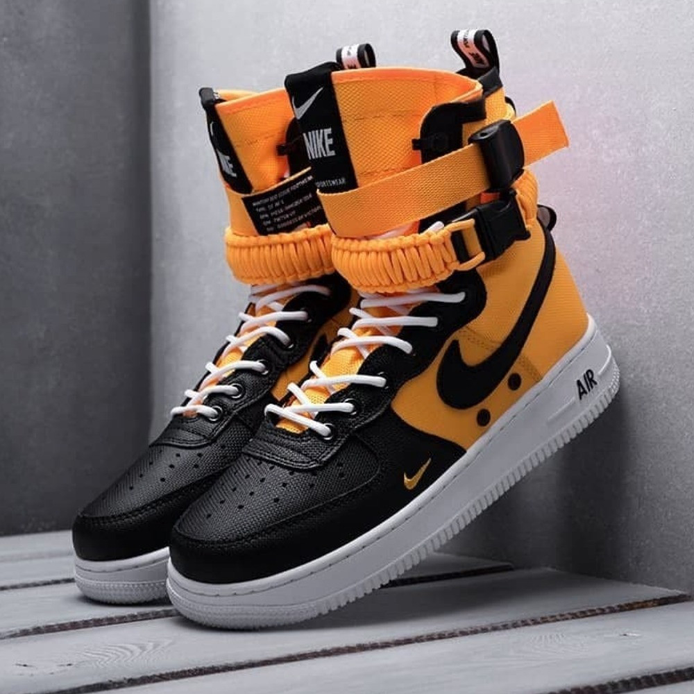 Кросівки чоловічі Nike SF Air Force 1 High Laser Orange Найк аїр форс 1 поспікл філд, жовті чорні
