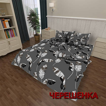 Тканина для постільної білизни Бязь "Gold" Lux GL3791 (50м) сіра з пір'ям, фото 1