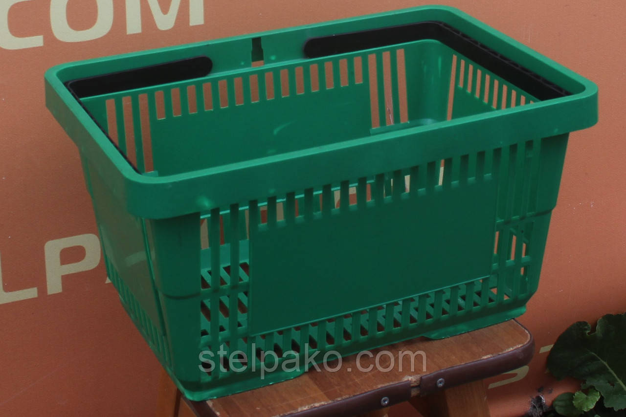 Пластиковая корзина для покупателей на 24 литра с ручками,  — купити .