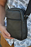 Сумка шкіряна МУЖЧНА через плече/Мессенджер шкіряний на 3 відділення Барсетка шкіра, фото 3