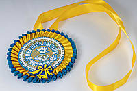 Медаль Первоклассник желто-голубая с колокольчиком на ленточкке
