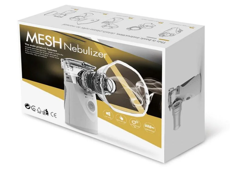 Інгалятори МЕШ небулайзер ультразвуковий для дітей і дорослих Mesh Nebulizer YM-252 100 KHZ портативний білий