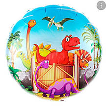 Фольгована кулька коло Динозаври 18" Китай