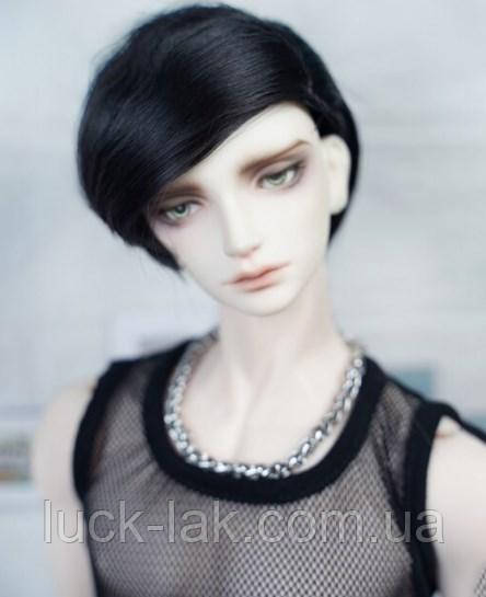 Перука для ляльки хлопчика 1/3 BJD, чорний колір волосся, на голову 22,5 см, фото 1
