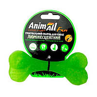 Игрушка для собак AnimAll Fun Люми кость, зелёная, 12 см.