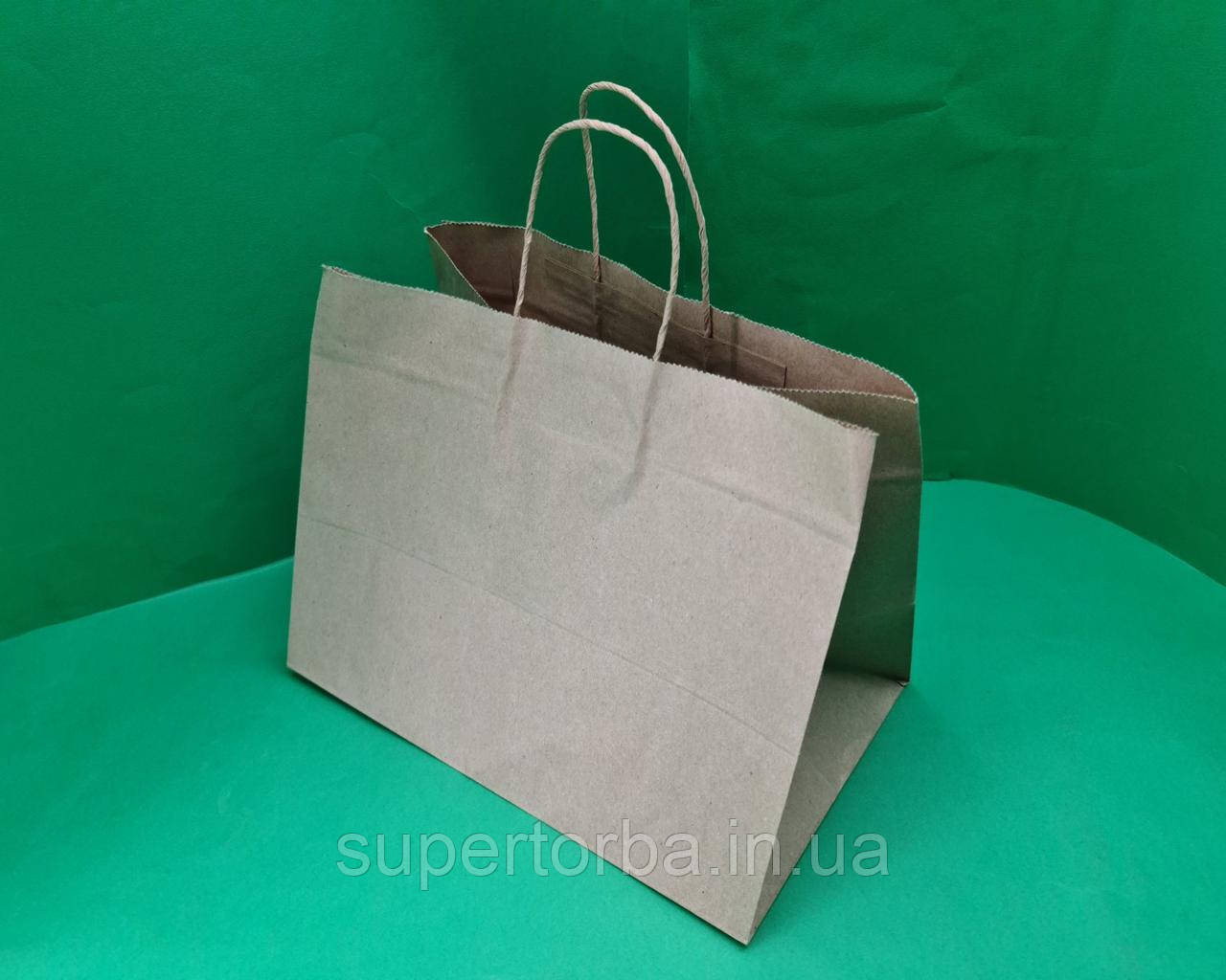 Пакет із ручками паперовий 22*29*19 бурий No34 (25 шт.), фото 1