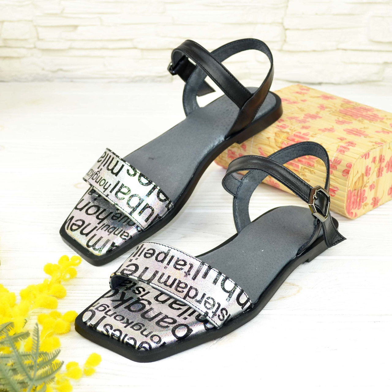 Босоніжки жіночі на низькому ходу, квадратний носок. В наявності 37 розмір, фото 1