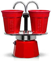 Подарунковий набір Bialetti Set Red: гейзерна кавоварка Mini Express (2 cup) + 2 кавових стаканчика