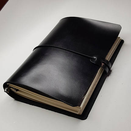 Блокнот чорний мідорі Midori А5 шкіряний натуральна шкіра м'яка шкіра, фото 1