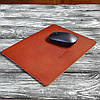 Килимок для мишки шкіряний , шкіра ремінна , 4мм коньяк Babich, фото 8