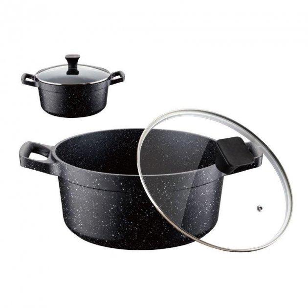 Каструля алюмінієва Peterhof 4.5 л Ø24 см з індукційним дном і мармуровим антипригарним покриттям, фото 1