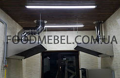 Зонт пристінний витяжної 1300х1300 мм з нержавіючої сталі з жіроулавлівающие фільтри
