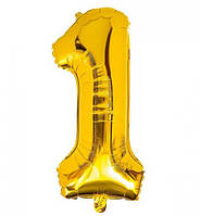 Воздушный шар цифра "1" золотая 32 дюйма для гелия
