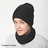 Тепла Доросла універсальна зимова шапка із півшерсті на флісі, фото 8