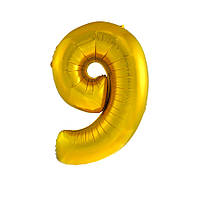 Воздушный шар цифра "9" золотая 32 дюйма для гелия