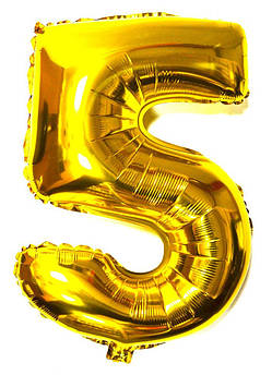 Повітряна куля цифра "5" золота 32 дюйми для гелію