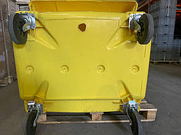 Євроконтейнер пластиковий зі сферичною кришкою, V-1100 л, жовтий, фото 3