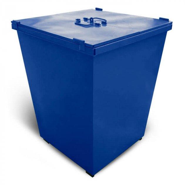 Бак металевий для ТПВ, з кришкою V-750 л, синій