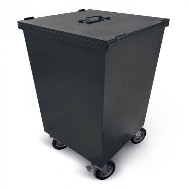 Бак металевий, з кришкой та колесами,750 л чорний