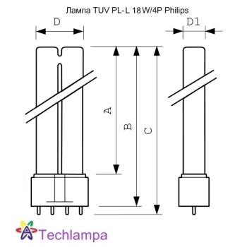 Лампа бактерицидна TUV PL-L 18W/4P Philips