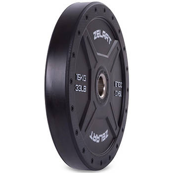 Диски 51 мм 15 кг (диски) бамперні для кросфіту Zelart Bumper Plates