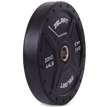 Диски 51 мм 20 кг (диски) бамперні для кросфіту Zelart Bumper Plates