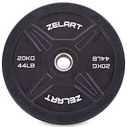 Диски 51 мм 20 кг (диски) бамперні для кросфіту Zelart Bumper Plates, фото 2