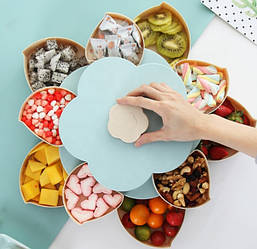 Вращающаяся складная двухъярусная конфетница Flower Candy Box