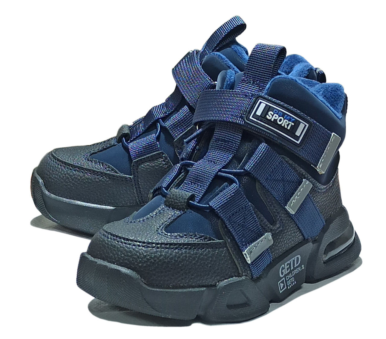 Дитячі демісезонні черевики для хлопчика утеплені на флісі Clibee 640А сині. розміри 28