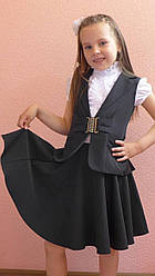 Комплект жилет з спідницею кльош для дівчаток, чорний р-ри 28-38