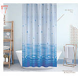 Штора у ванну кімнату 240х200 см Тропік тканинна блакитні краплі якісна, фото 3