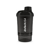 Biotech USA, Спортивный шейкер Wave+ Nano Shaker 300ml (+150ml) Panther Black, Черный, 400 мл